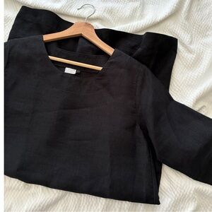 Len.ok Black Organic Linen Mini Shift Dress